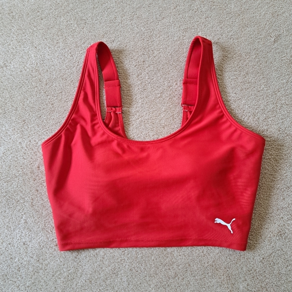 Puma Swim Top Cropped Tank Womens Size Small Red Bikini Top NWOT - Picture 2 of 7